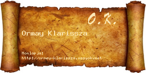 Ormay Klarissza névjegykártya